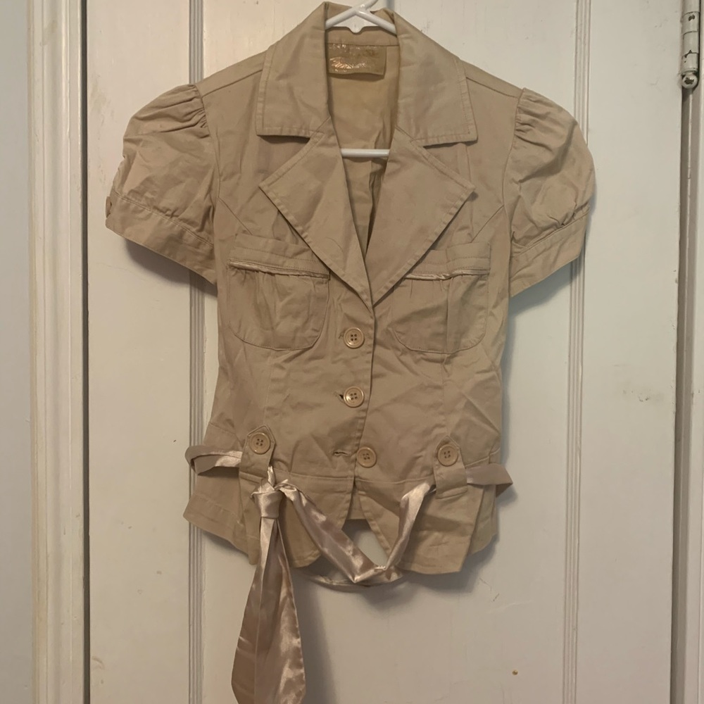 Lucky Brand - Buffalo tan jacket with tie.